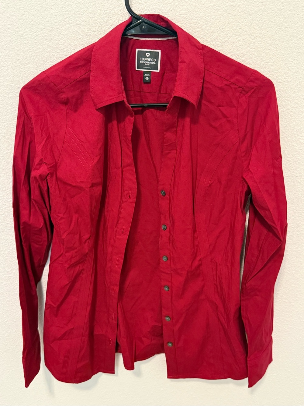 Express Red Button-Up Shirt - Picture 2 of 2